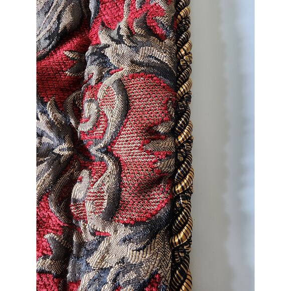 SPRINGS Red Gold Thick Rope Trim Woven Embroidered STANDARD Pillow Sham Set of 2 - Picture 6 of 11